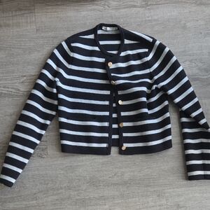 Abercrombie & Fitch Black and White Striped Cardigan